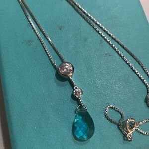 Elegant Sterling Silver Necklace with Teal Pendant